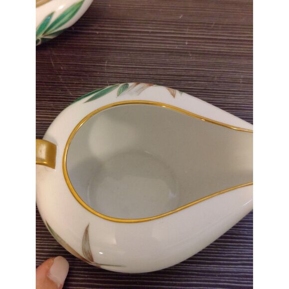 Vintage MCM Noritake China Canton Bamboo #5027  Creamer & Lidded Sugar Bowl Set - Picture 3 of 10